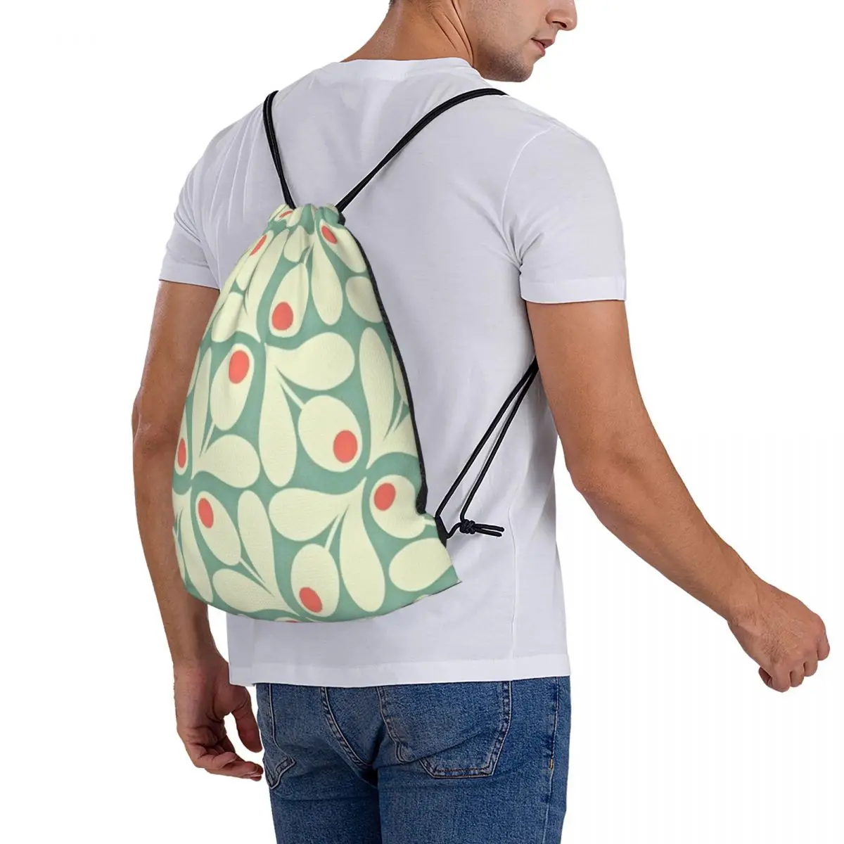 Orla Kiely-1542 Drawstring Mochila, Mala de Viagem Feminina, Mochila Masculina com Corda