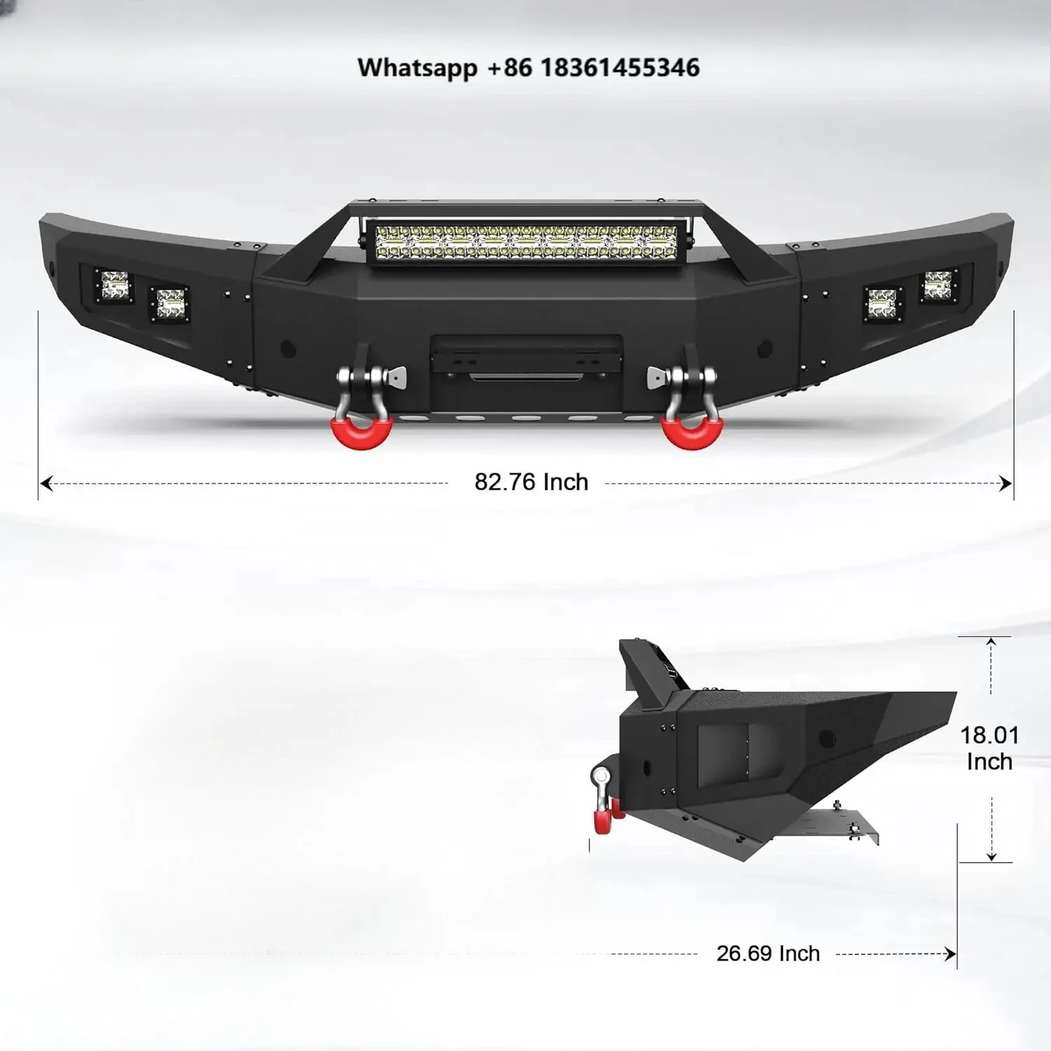 2010-2014 for F150 SVT Raptor, Pickup Trucks Offroad Bumper w/Winch Plate, D-rings, License Plate Bracket Front Bumper