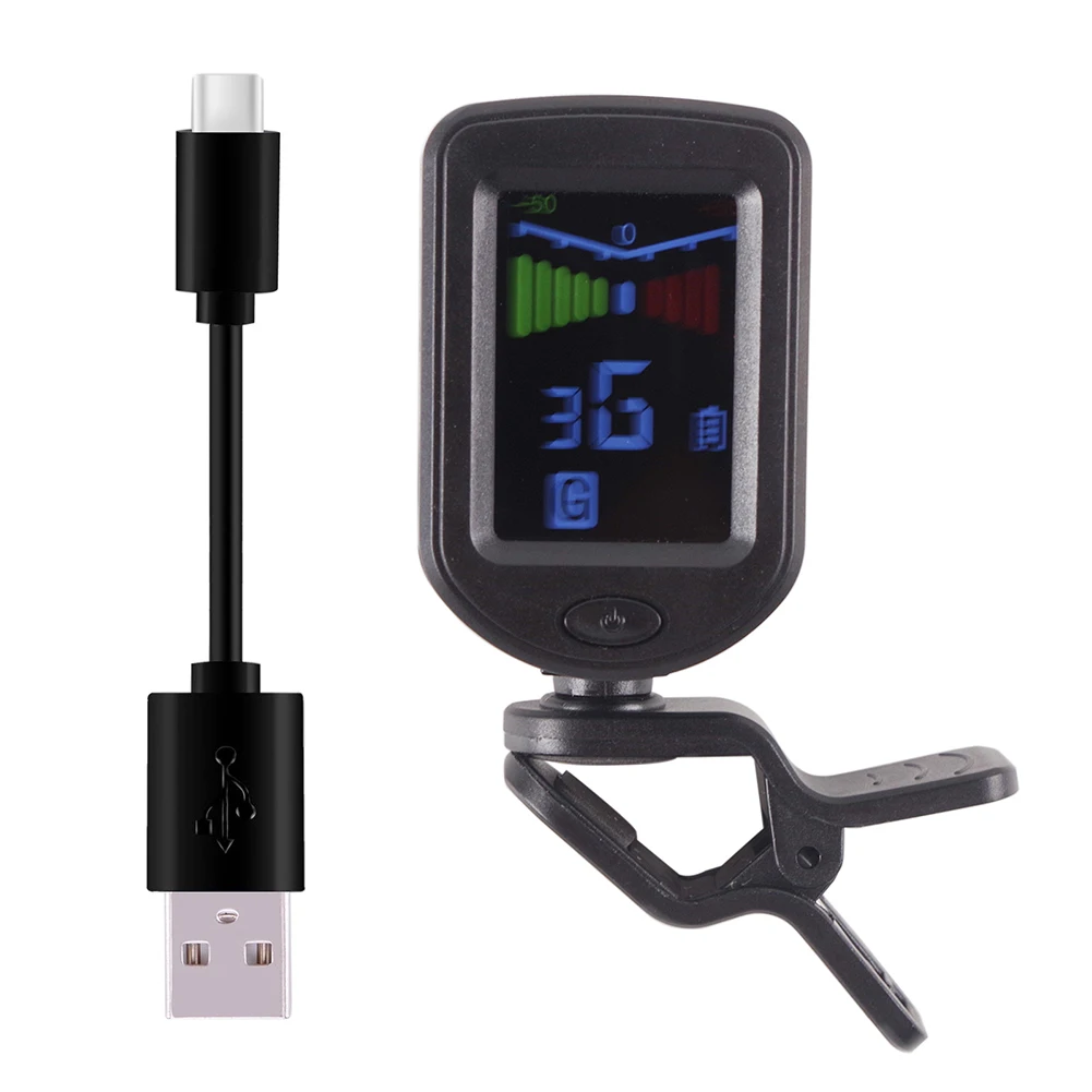 Rechargeable Tuner Built-in Lcd Color Screen For Guitar Bass Ukelele Violin Clip-on Tuner LCD DisplayGuitarAccessories