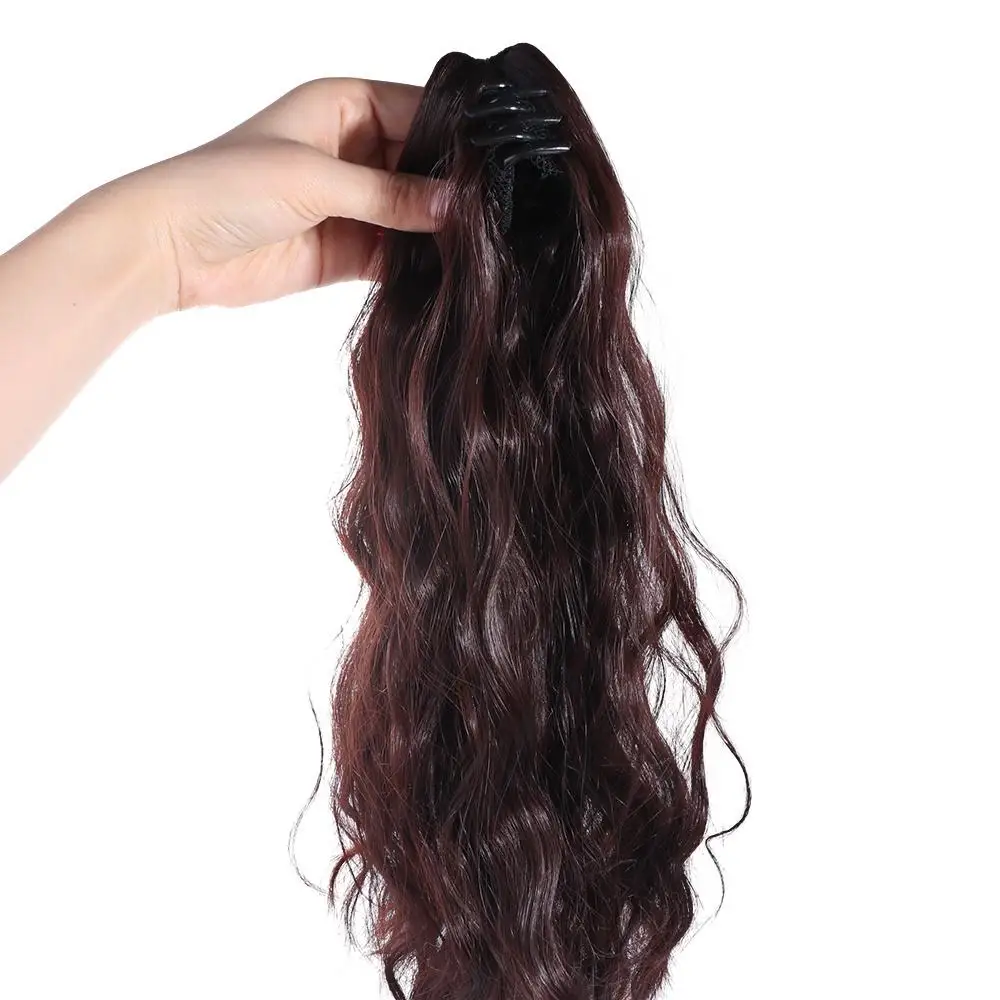 Black Brown Synthetic Girls Long Hair Accessories Wavy Curly Ponytail Wig Pony Tail Hairpiece Hair Extension Claw Clip Ponytail