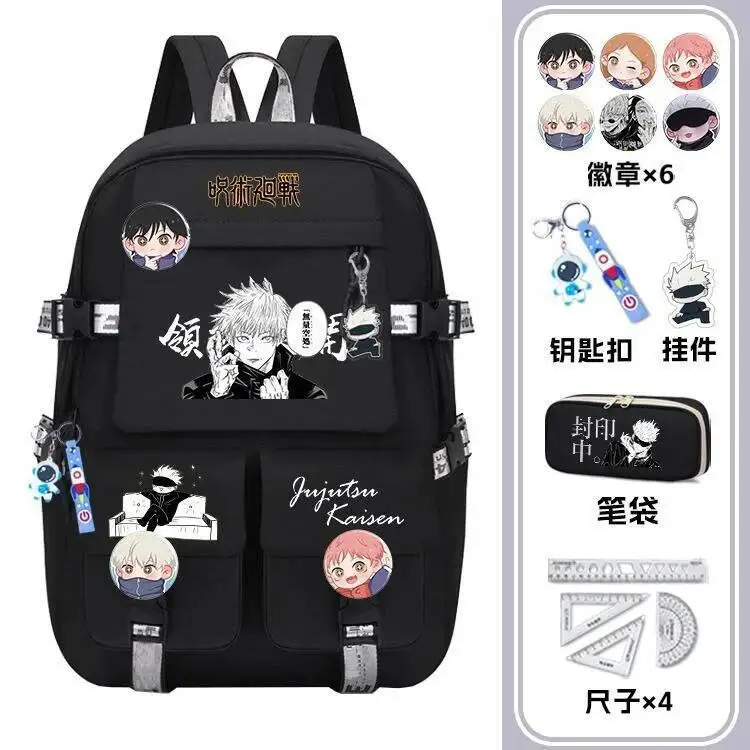 

Anime Game Black White Jujutsu Kaisen Student School Bags Large Capacity Mochilas Backpacks For Cute Chibi