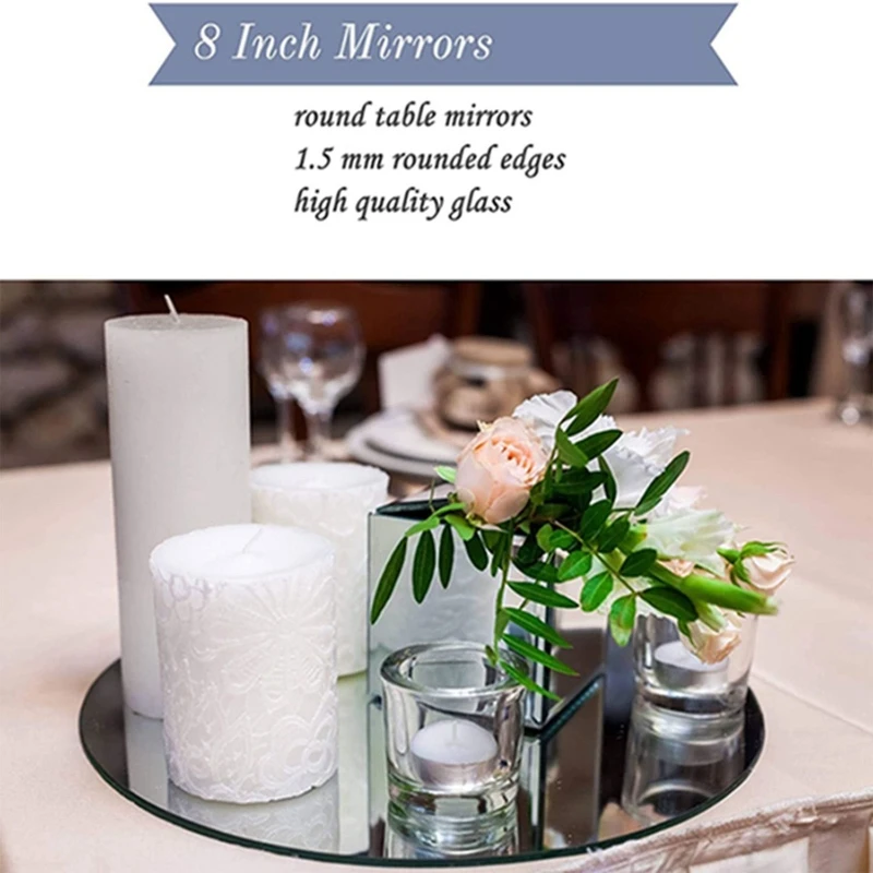 Round Acrylic Mirror Tray 8inch Circle  Mirror Plate Decor Accessory