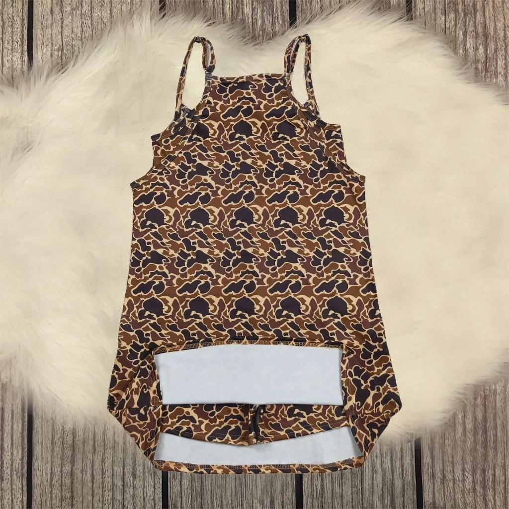 

Wholesale Lady Adult Women Knee Length Straps Brown Camo Dress Female Shorts Yoga Summer Clothes Woman Active Pockets Clothing