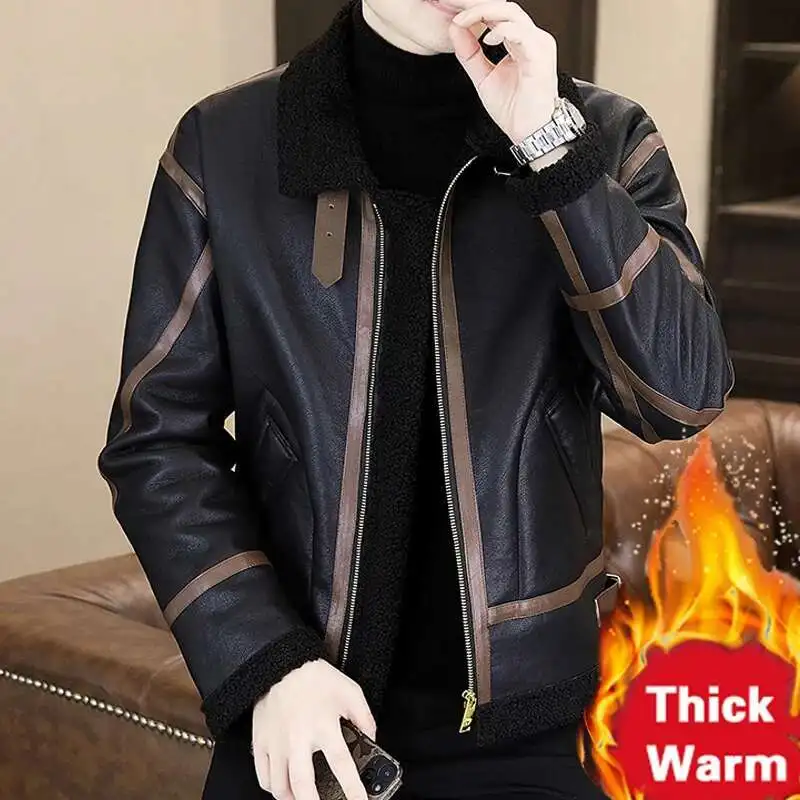Casual Social Jackets Contrast Color Coat Club Party Jacket Hombre High Quality Slim Contrasting Colors Faux Leather Jacket Men
