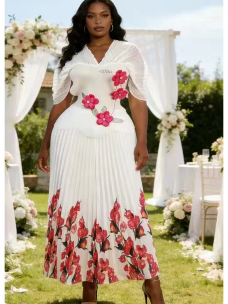 

Свободный комплект Miyake, 2022, трехмерный цветок, плиссированная талия, 3D цветок + юбка с горячими бриллиантами, комплект из двух предметов, новинка для женщин