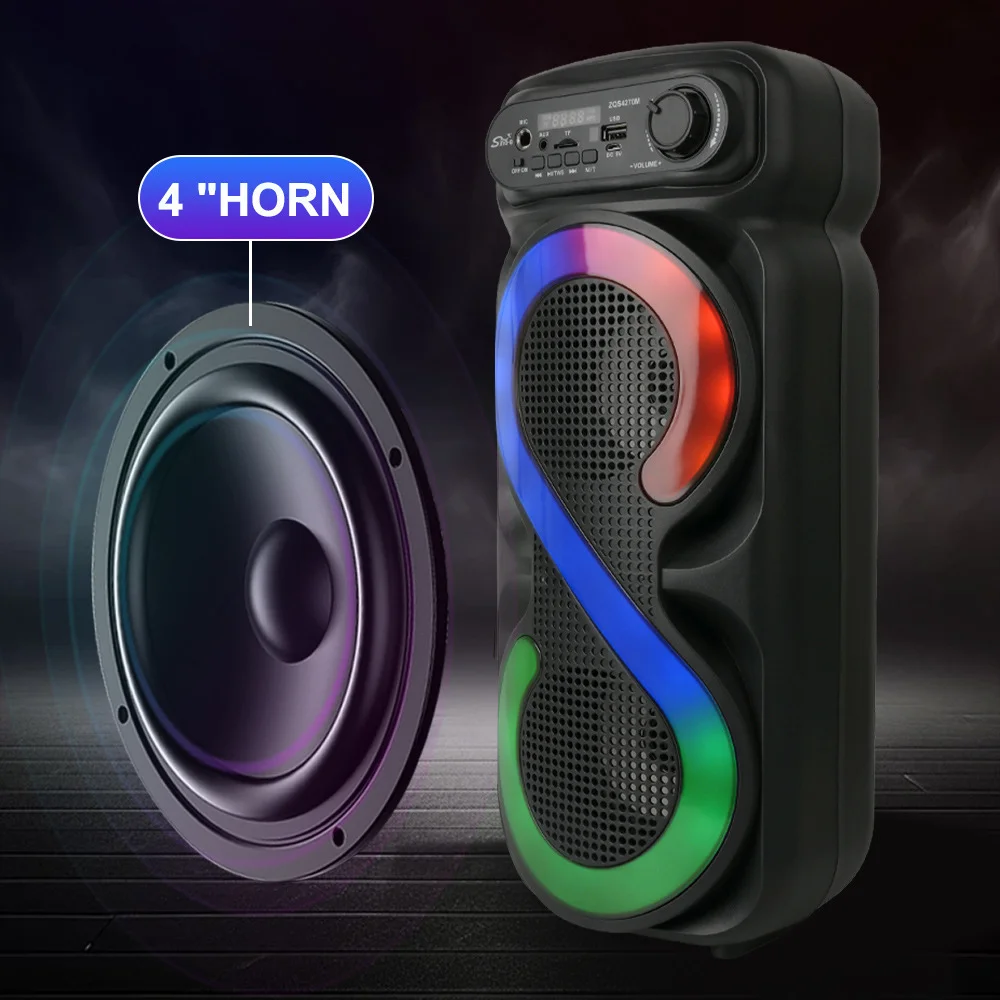 High Power Wireless Bluetooth Speaker Karaoke with MIC RGB Light Outdoor High Volume Portable Home TKV Super Bass Boombox TWS/FM