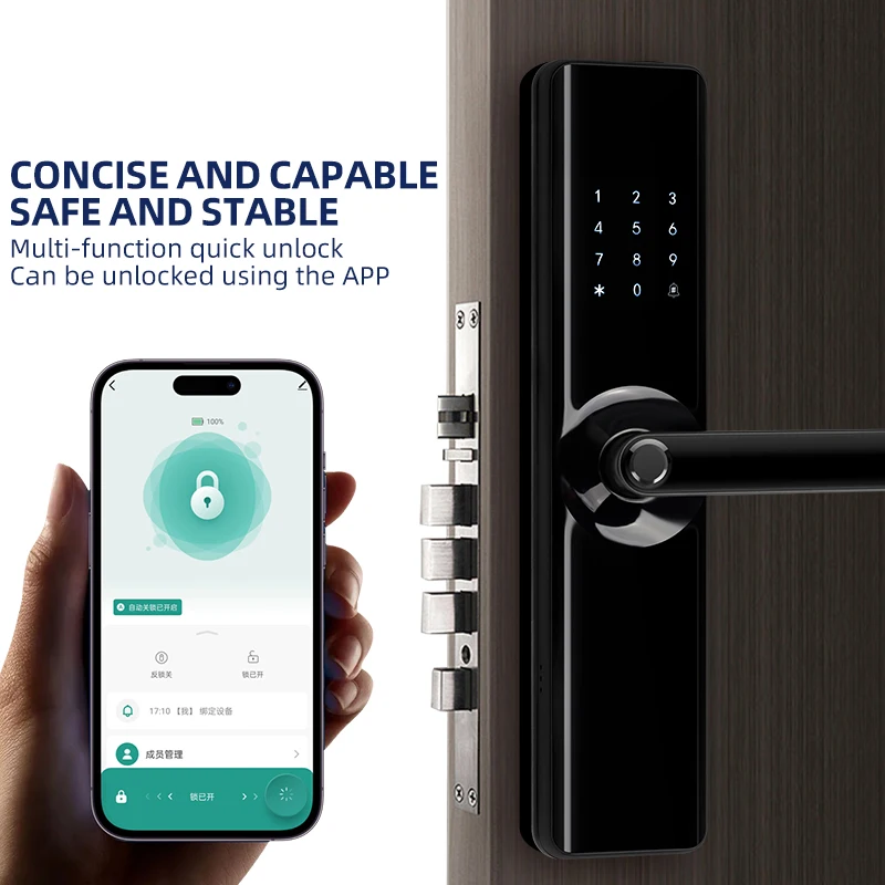 Smart Office Secure RFID Key Card Lock Digital Door Lock with Keyless Key Cylinder for Wood Doors for Hotel TUYA
