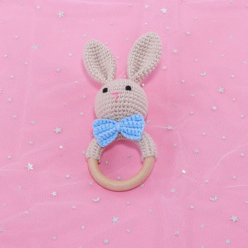 خشخيشة يدوية للأطفال، خشخيشة يدوية لطيفة على شكل أرنب محبوك على شكل حيوان كرتوني، جرس سرير على شكل غزال #4