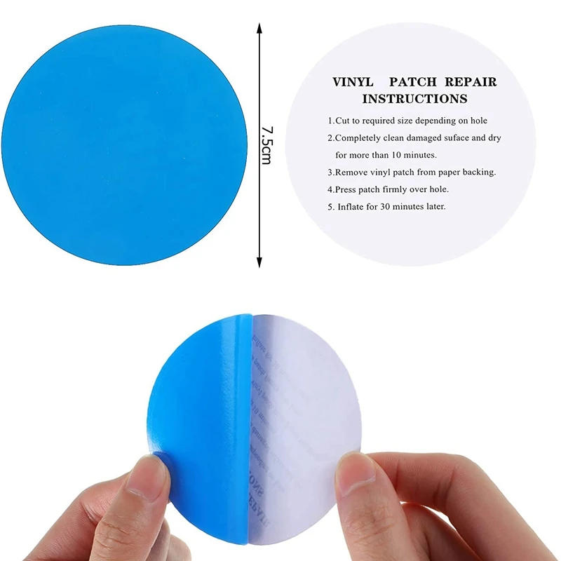 Round Self-Adhesive PVC Repair Patches,Vinyl Pool Liner Patch Boat Repair For Inflatable Boat Raft Kayak Canoe (50Pcs)