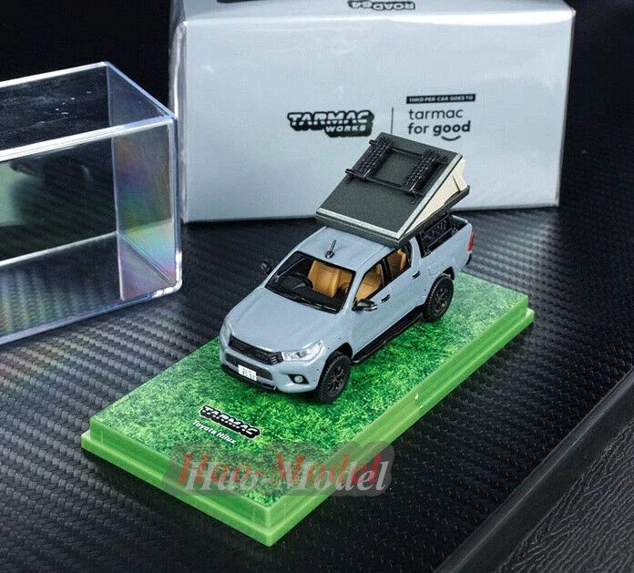 

TW 1/64 для Toyota Hilux, модель кемпингового автомобиля, литой под давлением сплав, имитация игрушек, подарки на день рождения для мальчиков, коллекция для хобби, серая