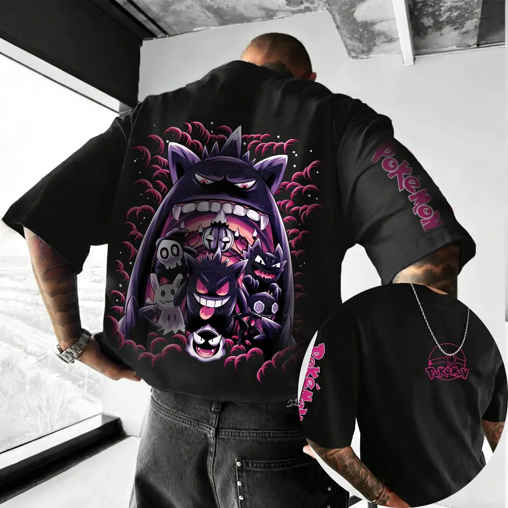 

Oversized Cosplay Costumes Pokémon Gengar Summer 2026 New Product Harajuku Anime Printed Y2K Hip Hop Casual Unisex T-shirt