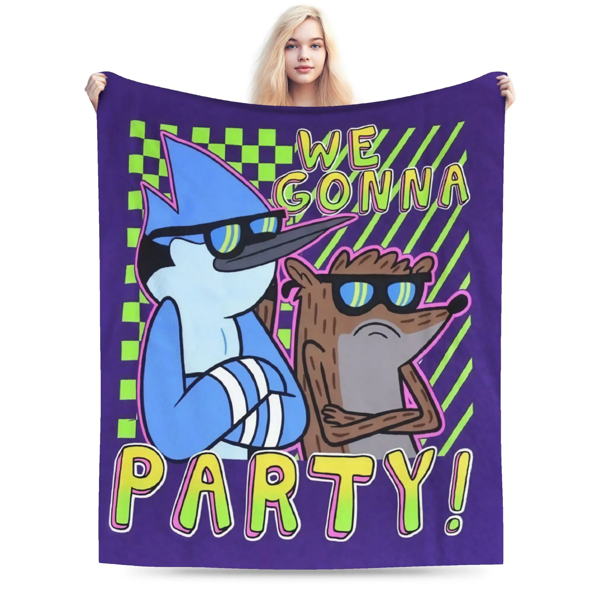 Mordecai And Rigby Regular Show Cartoon Character Blanket Flannel Throw Blanket For Home Decor Warm Soft Customized Bedspread