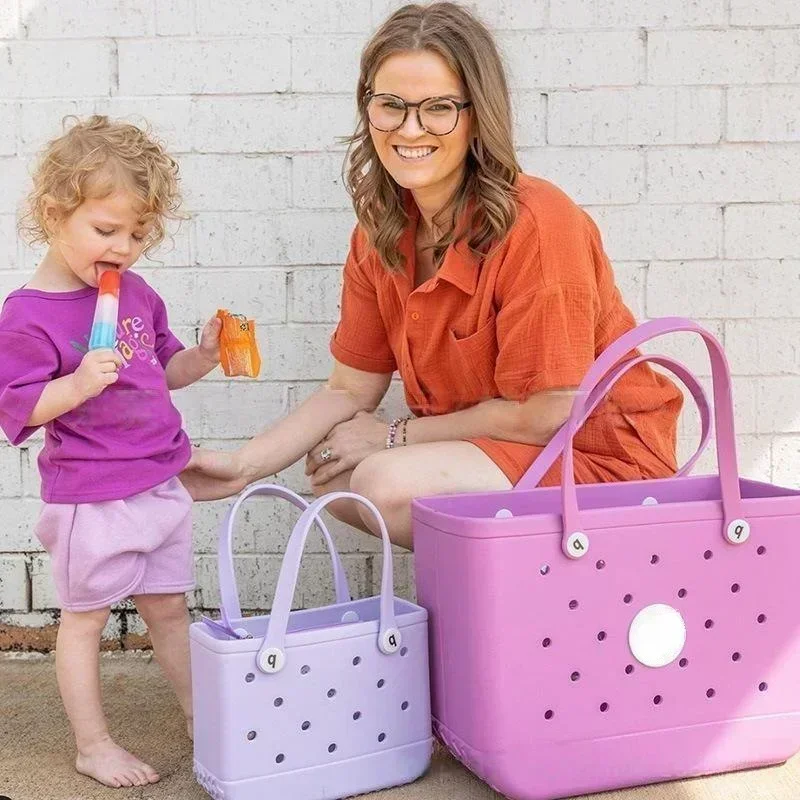 Cesta de almacenamiento de goma EVA impermeable para mujer, Mini bolsa de playa para niños, bolsa de compras, bolsa de Picnic, monederos para niños