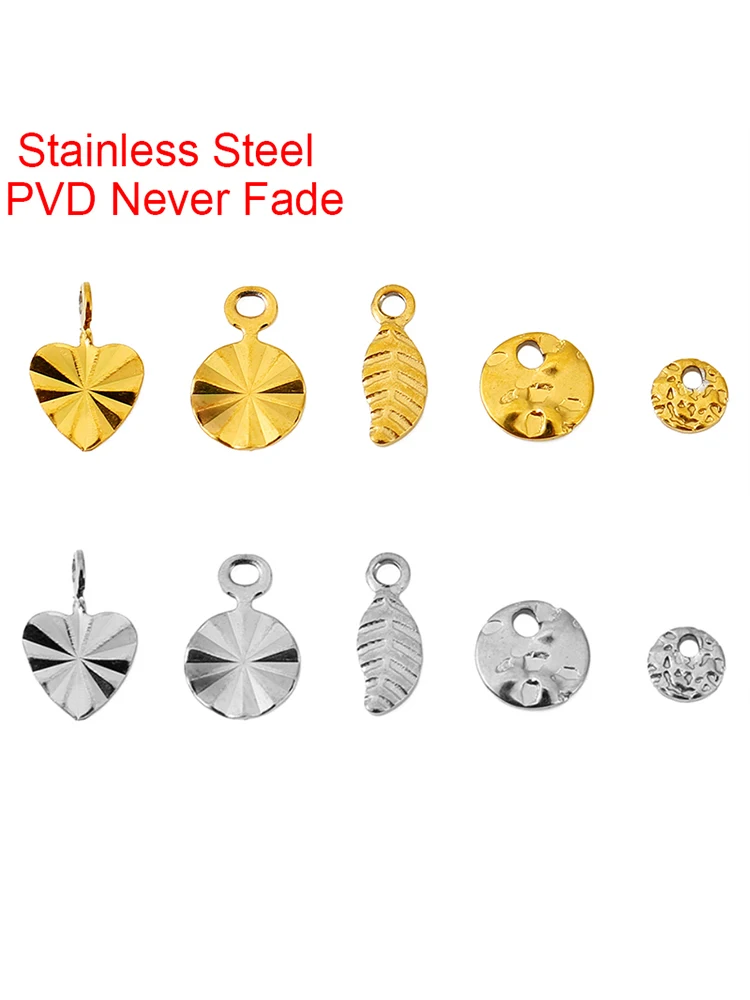 30 stks Nooit Vervagen Rvs Verlengketting Eindkralen PVD Hart Blad Bedels Voor DIY Sieraden Ketting Armband Accessoires - afbeelding 2