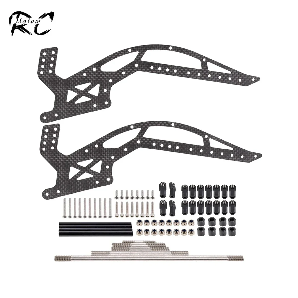 Zestaw podwozia z włókna węglowego z aluminiowymi rurkami do 1/10 RC Rigs Capra F9 Offset Portal Axle 1.9S 2.2 MOA Sporty Comp Builds DIY