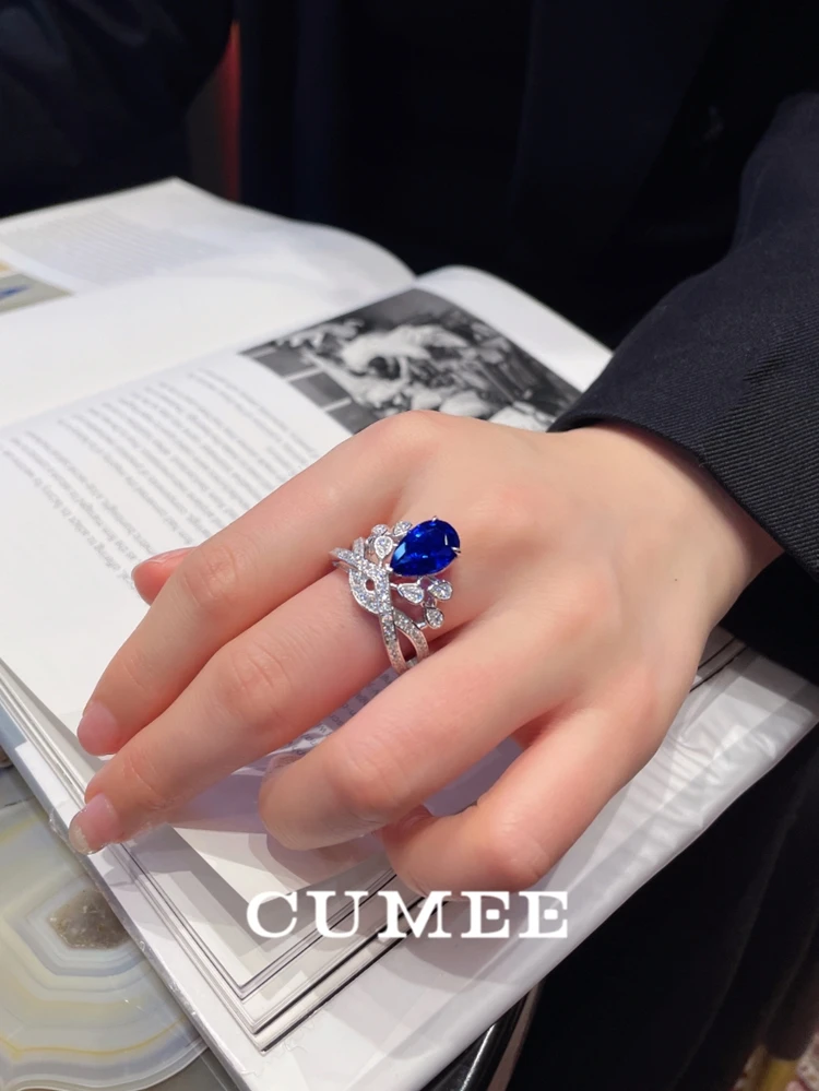 خواتم كومي كراون الياقوت المزروعة للنساء 925 الاسترليني. الذكرى السنوية للحفلات مطلية بالذهب والفضة #5