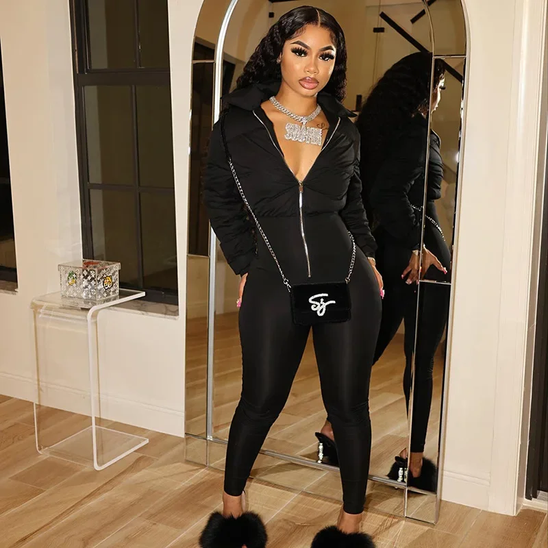 

Модные женские теплые куртки-пуховики с длинным рукавом на молнии, тонкая парка-пуховик, комбинезон полной длины, зимние пальто с лацканами, новинка