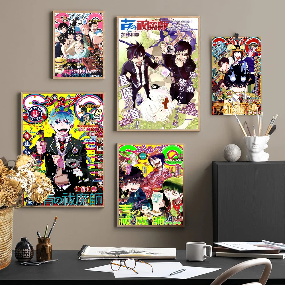 Blue Exorcist Classic Movie Anime Posters Sticky Whitepaper Sticker DIY Room Bar Cafe Kawaii Room Decor