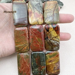 25x45MM 9PCS Large Rectangle Shape Natural Picasso Jaspers Slice Focus Pendant Beads For DIY Jewelry Making MY231225