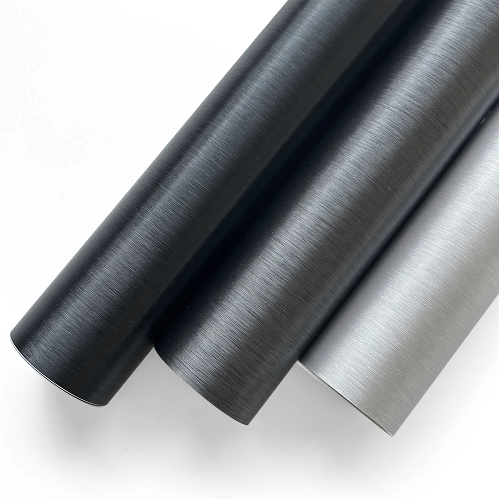 Matt Gebürstete Aluminium-Vinylfolie Silber Autoaufkleber PVC Selbstklebender Schutzaufkleber mit Luftfreisetzung Motorrad-Zubehör – Detail 1