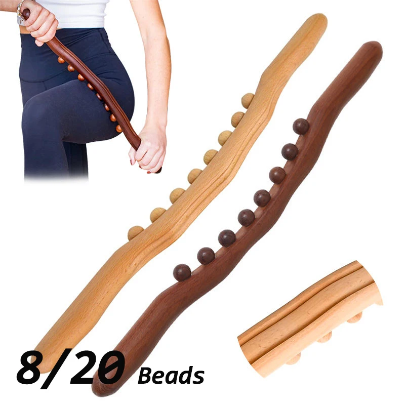 

Роликовые бусины, универсальные массажные сухожилия для спины, скребковая палочка для лечения точек тела, деревянная палочка Гуаша, лимфодренажный массажер