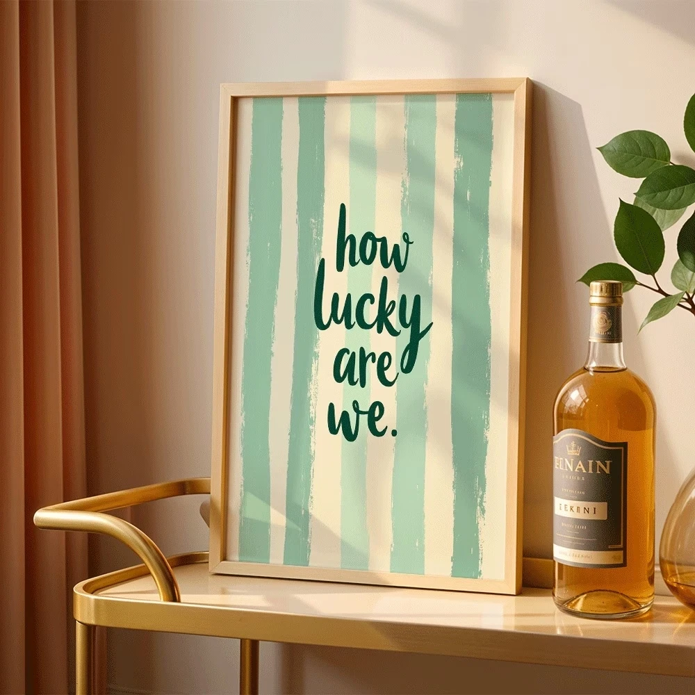 Kunstdruck „How Lucky Are We“, minimalistische Typografie, Wandkunstdruck, Leinwandgemälde, Poster, Bild für Küche, Bar, Wagen, Heimdekoration