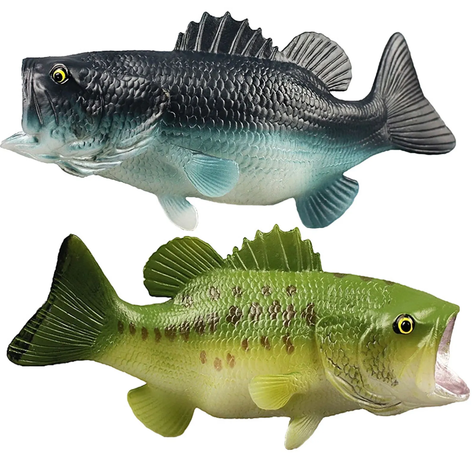 

2Pcs Bass Fish Simulation Plastic Educational Decorative Cognitive Large Mouth Bass Fish Figures for Kids Home
