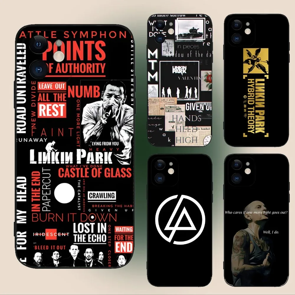 Band L-LinkinS Cool P-ParkS  Phone Case For iPhone 15,14,13,12,11,Plus,Pro Max,XS,X,XR,SE,Mini,8,7 Soft Silicone Black Cover