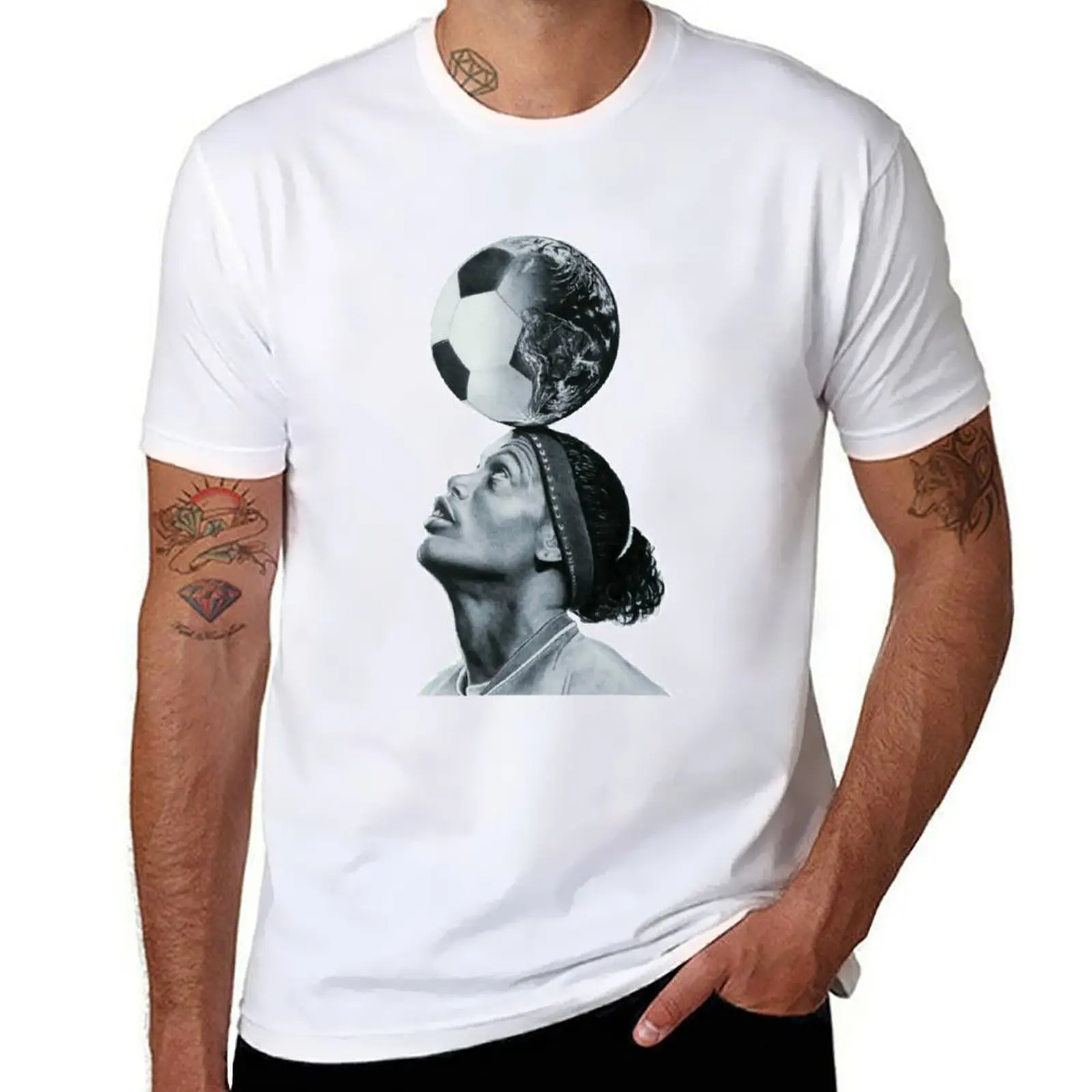 Art Ronaldinho Illustration T-Shirt T-shirts man Clothing shirts graphic fitted t shirts for men