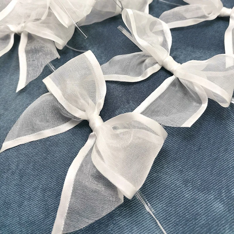 30pcs/pack 11cm Wide Wgite Ribbon Organza Bow Ribbon Lace Applique DIY Crafts Wedding Clothing Accessories Decoration