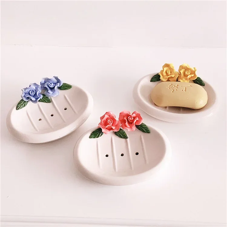 Cute Ceramic Soap Box Household Bathroom Bathroom Draining Soap Dish Household Foyer Storage