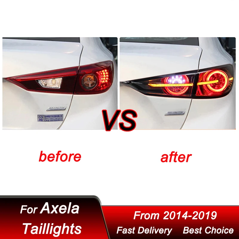 Pop Car Styling Tail Lights For Mazda 3 Axela 2014-2019 New Style Full LED Tail Lamp Dynamic Turn Signal Light TailLamp Assembly