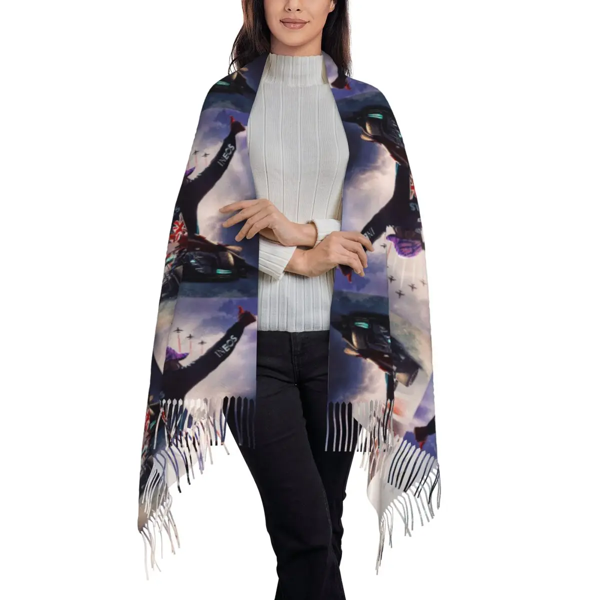 Glory Lewis Hamilton Art - F1 2024 Scarf Tassel Scarves for Women Soft Warm Shawls and Wraps Long Fall Winter Shawl Wrap