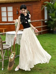 Irregular hem Women's skirt Yellow Blue Skirt High Waist skirts y2k skirt pleated Loose women Pleated Skirts Casual Jupe 2026