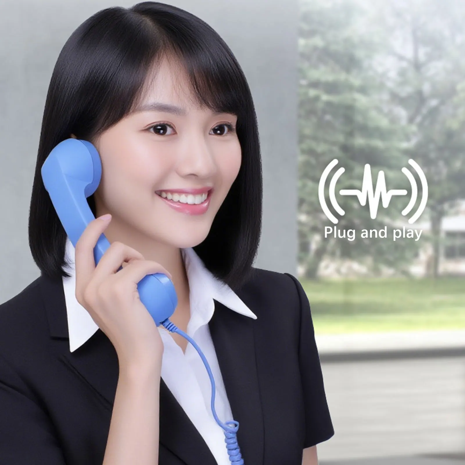 Handset Telepon Handset Telepon Berkabel Dengan Adaptor Tipe C Plug Play Tipe-C Mudah Digunakan Untuk Ponsel Tablet Laptop