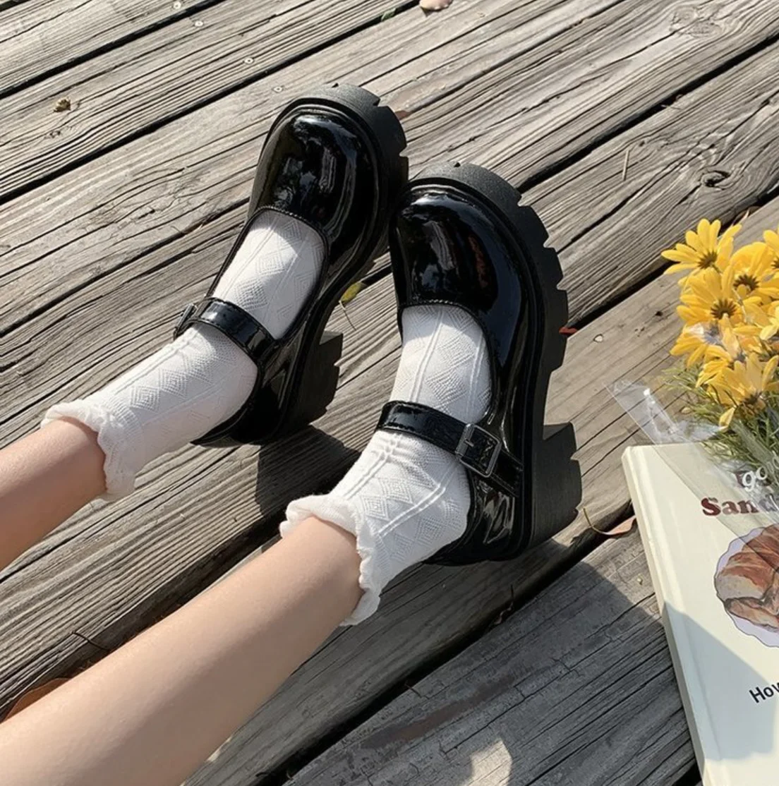 

2024 Women's Spring British Style Slip On Platform Mary Jane Shoes Woman Japanese Jk Uniform Lolita Shoes Women