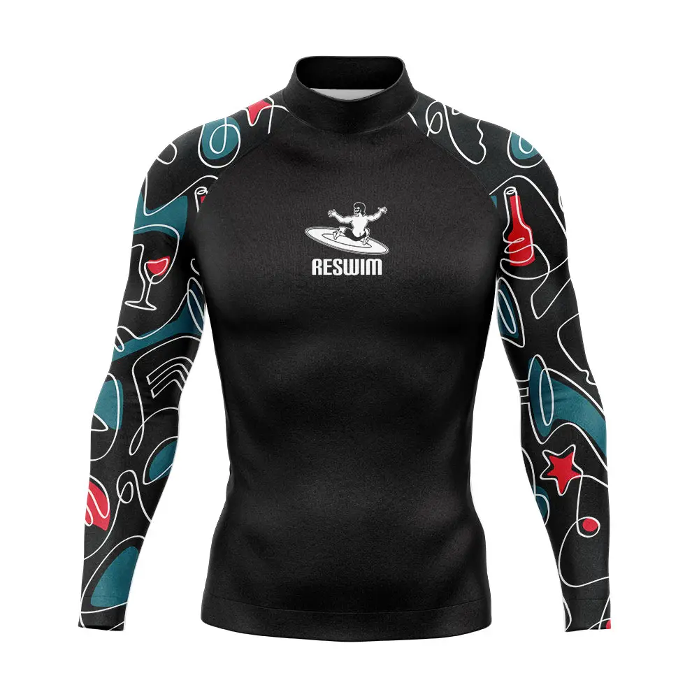 

Summer Men's Swimwear Long Sleeve Rashguard Swim Surf T-shirt UPF 50 Beach Surfing Diving Swimsuit Rash Guard GYM Tights Clothes