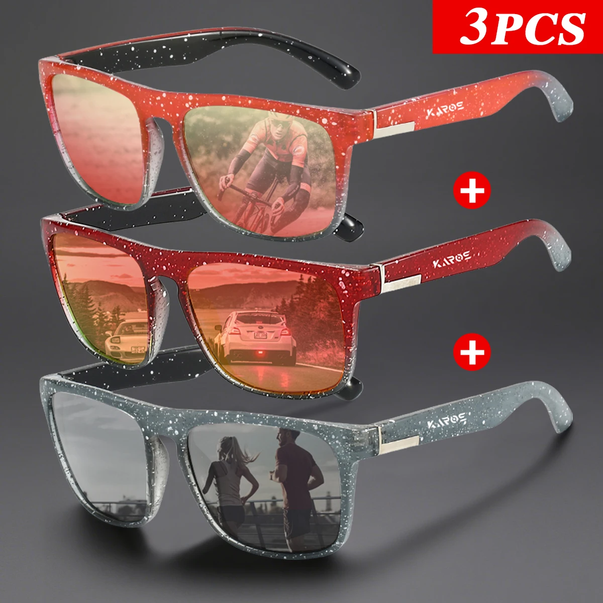 3 Teile/satz Karos Marke Polarisierte Sonnenbrille UV400 Schutz Radfahren Gläser Mann MTB Klettern Brille Frauen Fahren Fahrrad Brillen