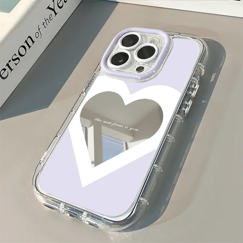 Elegante Lila Herz Luftkissen Spiegel Handyhülle für iPhone 17 15 14 16 Pro Max 13 12 11 Pro XR XS 8 Plus 17Air Girl Cover – Detail 13