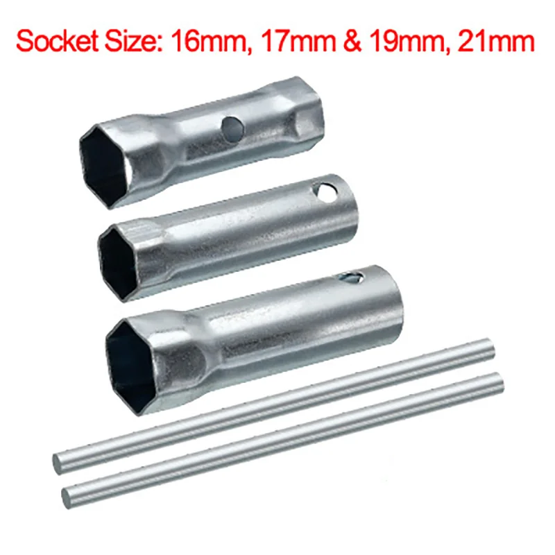 3Pcs 16Mm 21Mm 17/19Mm Bougiesleutel Dual Ended Steeksleuteldop Tool Met Koppel bar Handvat Spanner Set Voor Auto Auto