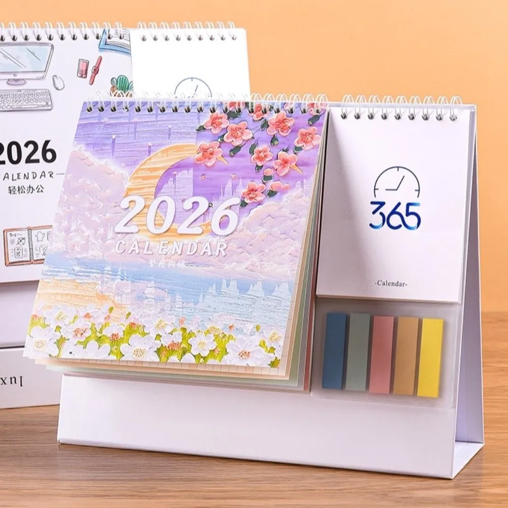 

Chinese New Year Style 2026 Desk Calendar Coil Binding with Notes Monthly Planner Horse/Elk Month Date Display