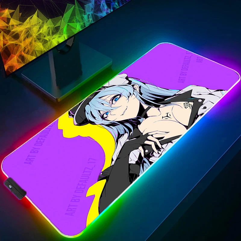 RGB Mouse Pad Anime Girl Devil Oni MaskBacklight Gaming Accessories Computer Speed Mini Pc Gamer Keyboard LED Desk Mat Mousepad
