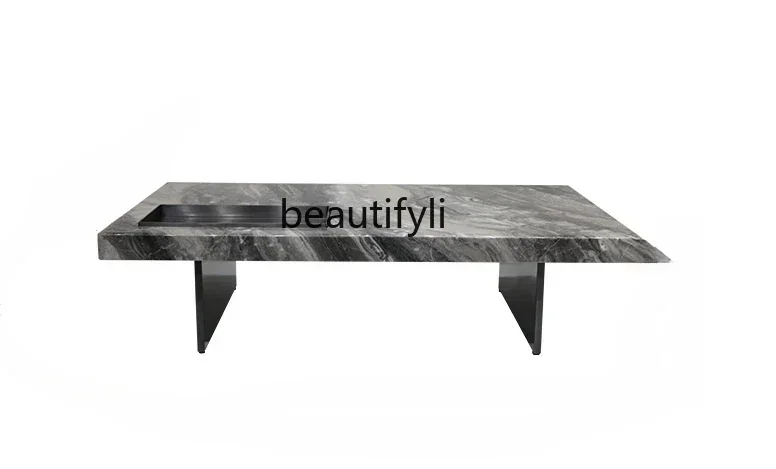 

D25Arrivals Italian Marble Square Coffee Table Minimalist Modern Small Apartment Tea Table Luxury Stone Small Tea Table