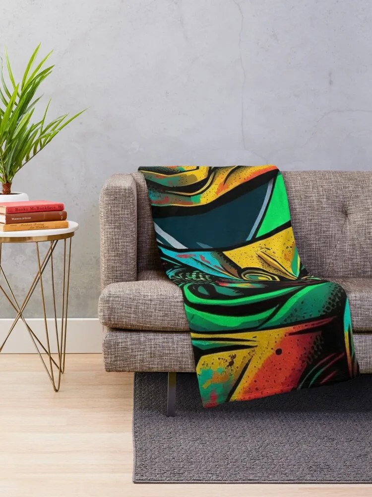 Samus Aran Metroid Graffiti stylized Design Throw Blanket Plaid on the sofa Hairys Blankets