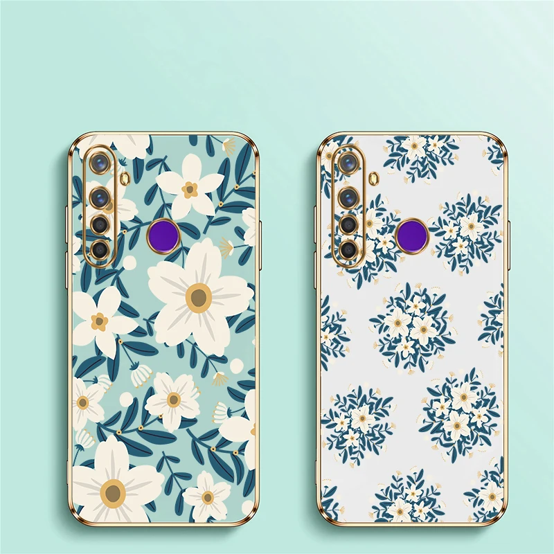 جراب هاتف لهاتف OPPO Realme GT Master Neo 3 2 Pro X X7 Pro V25 V13 V5 Q5 Q3i نوت 60 غطاء سيليكون فاخر مطلي بالزهور