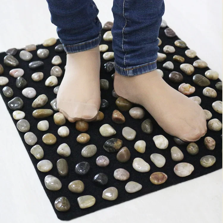 Natural cobblestone soles thin massage cushion acupoint stone sub-step foot care mat pedicure square blanket 40*50cm