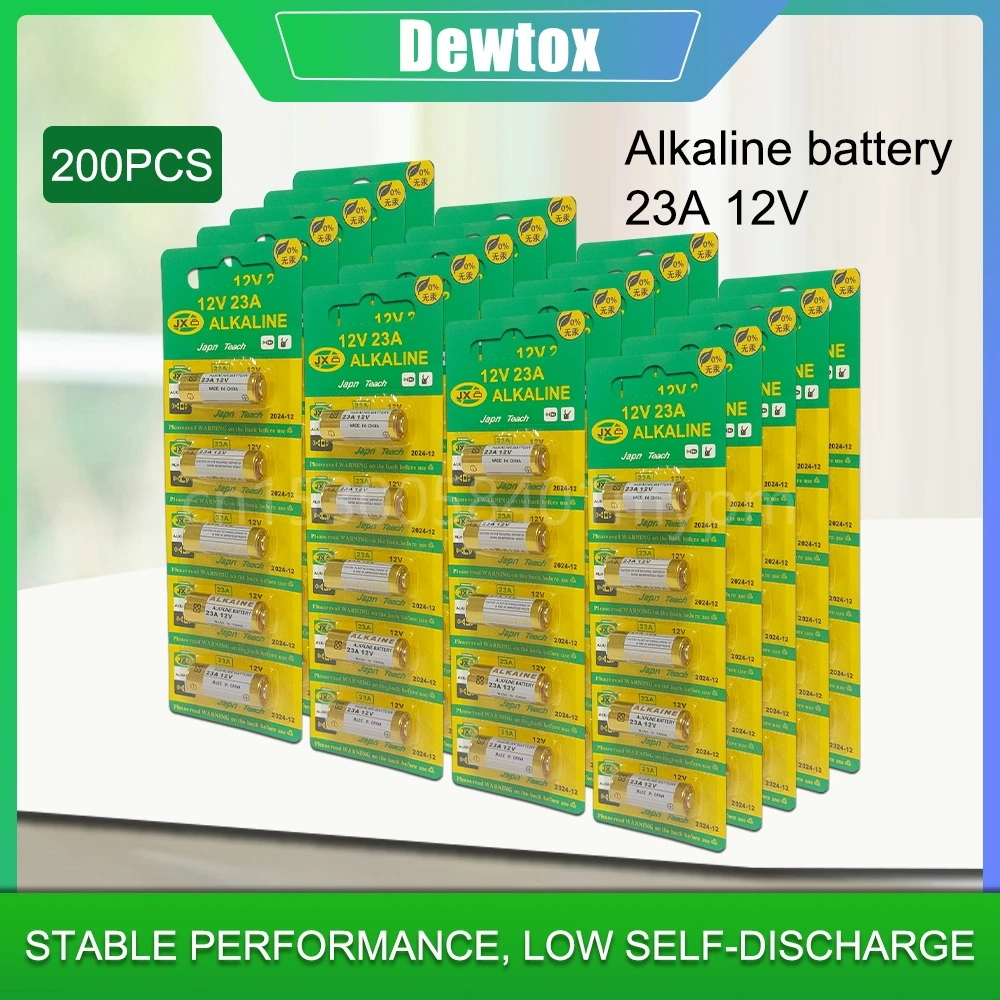 

200pcs/Lot Alkaline Battery 12V 23A 23GA A23 A23S E23A EL12 MN21 MS21 V23GA MN21 L1028 RV08 GP23A for Igniter, LED Flashlight