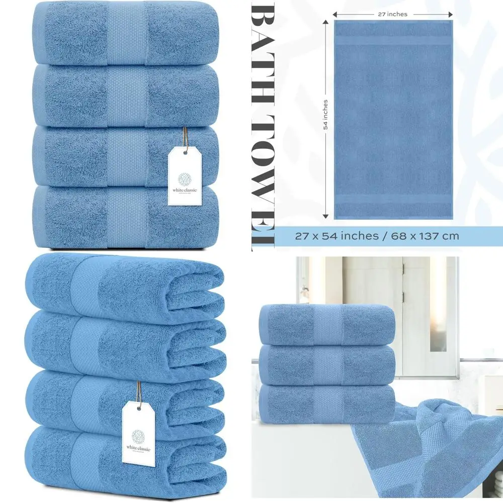 

Набор из 4 роскошных банных полотенец - 700 GSM, хлопок, мягкие и впитывающие, быстросохнущие, идеально подходят для отеля или дома, светло-голубой цвет