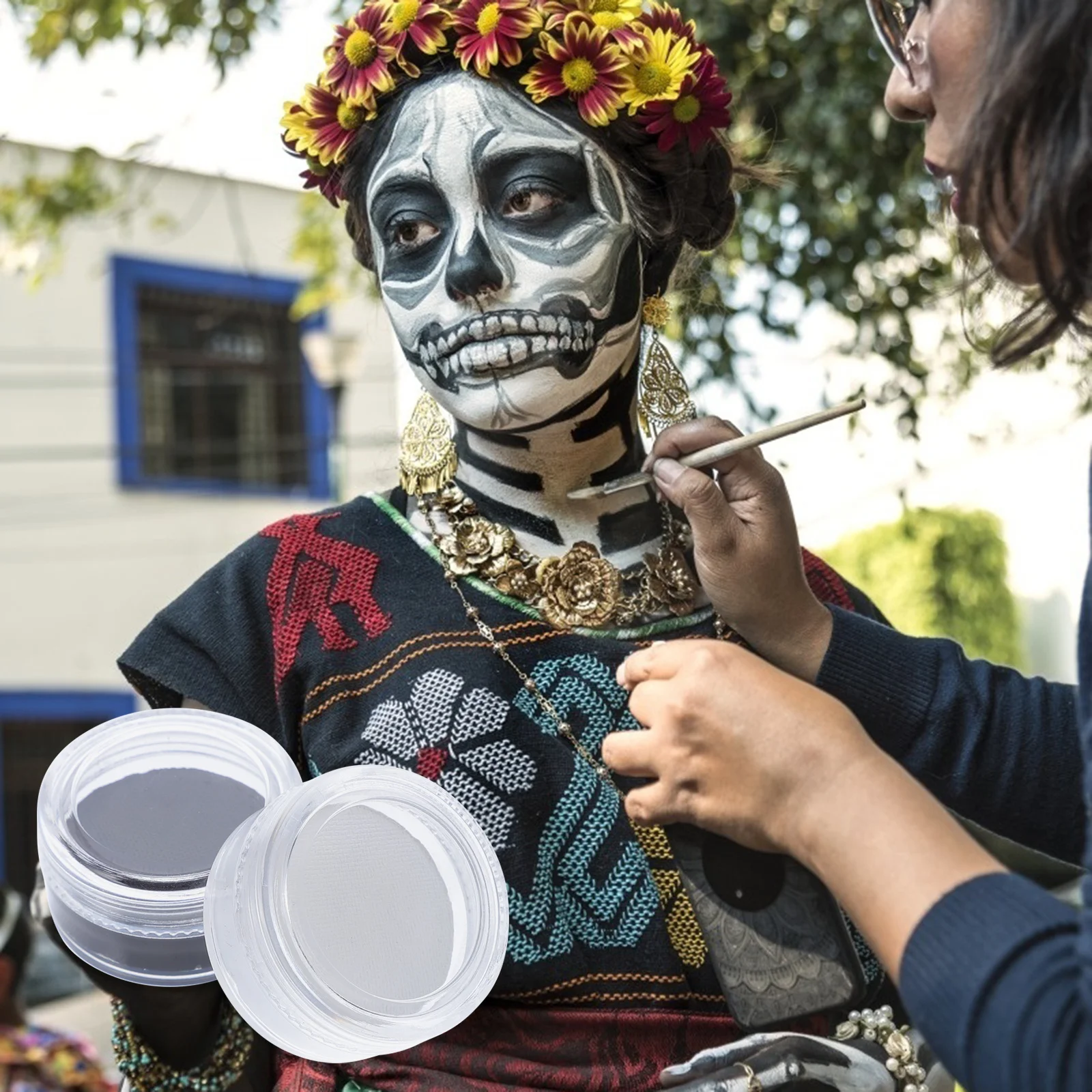 2Pcs Wax Paint Set Black White Face Body Art Kit for Rave Festival Fancy Dress Adult Makeup Supplies