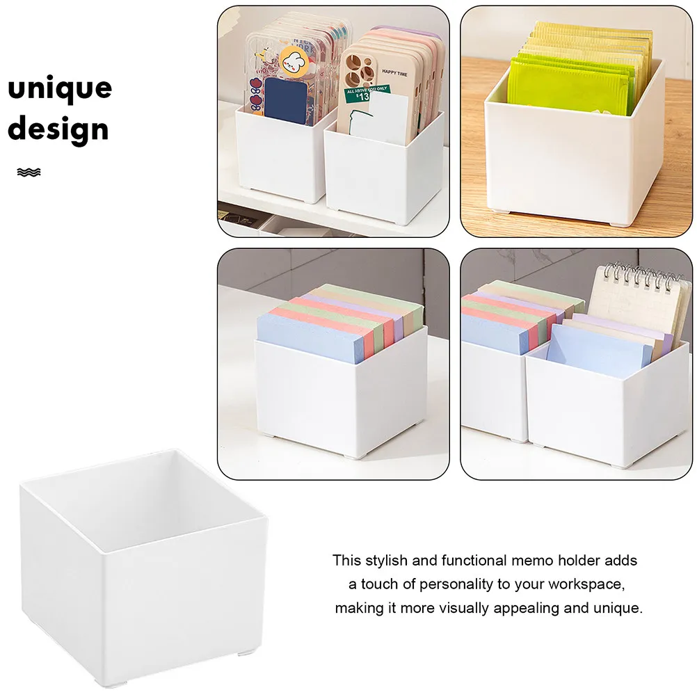 Note Papers Holder Stylish Plastic Memo Pad Dispenser Desktop Organizer Office Notepad Container Paperclip Holder